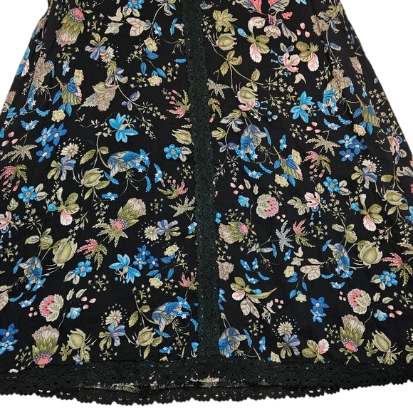 Ethereal by Paper Crane Black Floral Sleeveless Dress Sz S ? Crotchet Trim READ - Picture 9 of 14